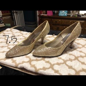 Gold sparkly heels